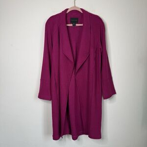 Tahari Pink Wool Viscose Bouclé Soft Girl Quiet Luxury Duster Coat Size Medium